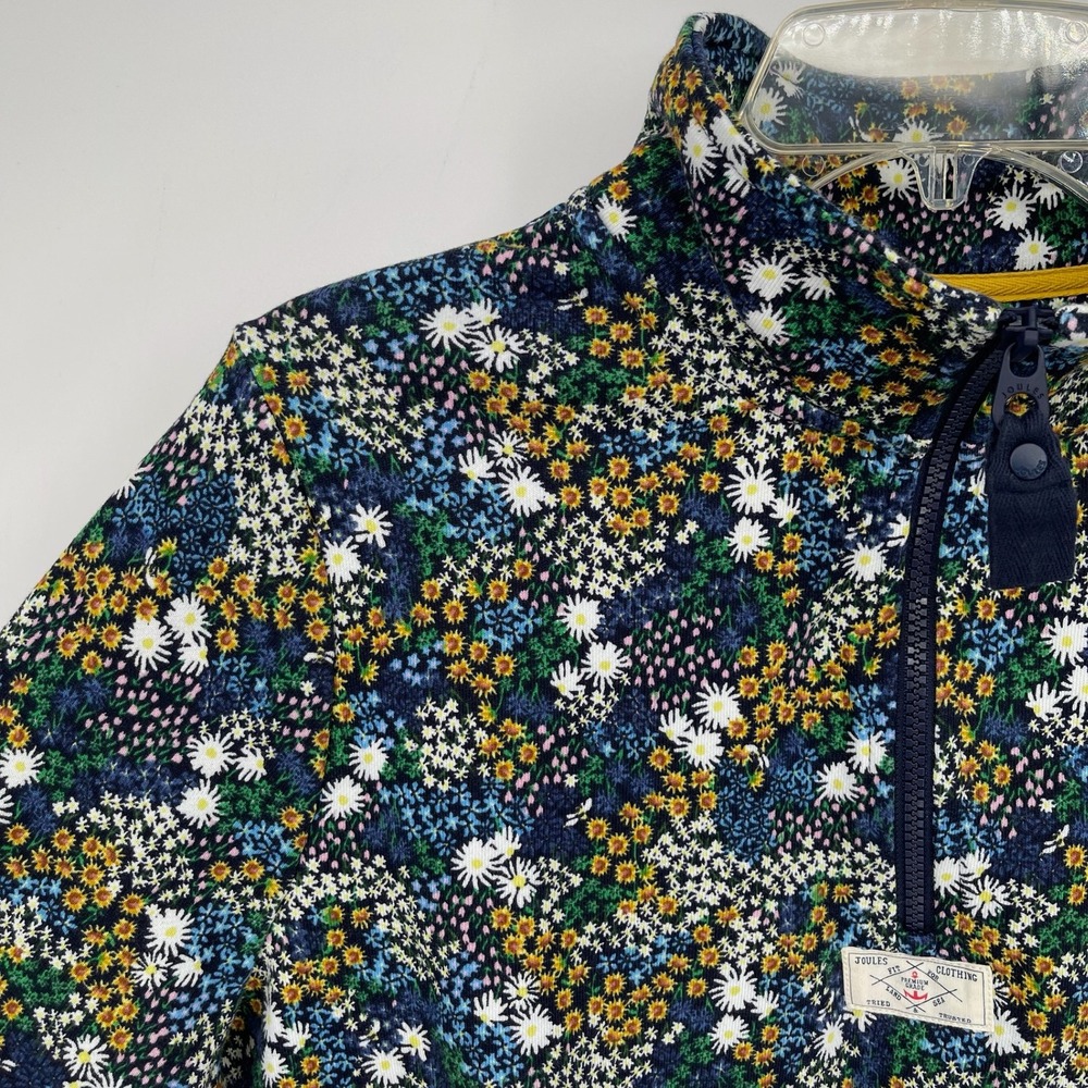 Joules Women's Navy Floral Pip Print Cottagecore Quarter Zip Sweatshirt Size 12 - Picture 3 of 9